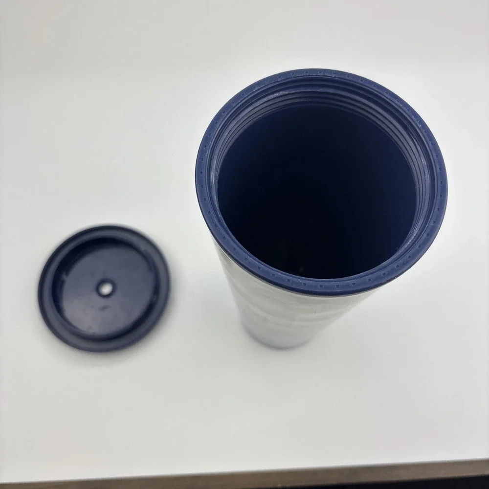 Starbucks Coffee Texas Yellow Navy Rose Flowers‎ 24oz  Tumbler Mug - No Straw